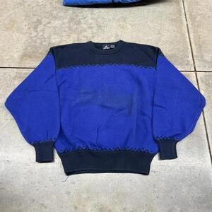 vintage blue and navy jockey heavyweight cotton knit sweater size large